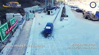 Guarder SC50-800 Fixed Bollards impact test by 2300kg car travelling at 80kph, depth 350mm.