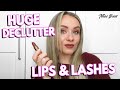 HUGE MAKEUP DECLUTTER & ORGANISE - LIPSTICK & LASHES | LIQUID LIPSTICKS, LIP BALMS  - MISS BOUX