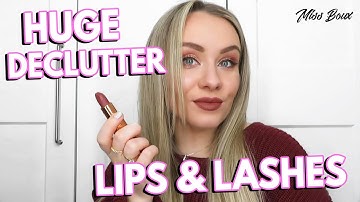 HUGE MAKEUP DECLUTTER & ORGANISE - LIPSTICK & LASHES | LIQUID LIPSTICKS, LIP BALMS  - MISS BOUX