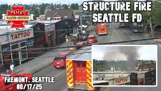 SEATTLE FIRE: Full traffic camera footage, scanner audio of Fremont structure fire