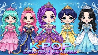 🧡DIY Paper 🧡 Kpop Demon Hunters: Huntrix & Saja Boys Glow Up Into Princesses | Fashion Paper Dolls
