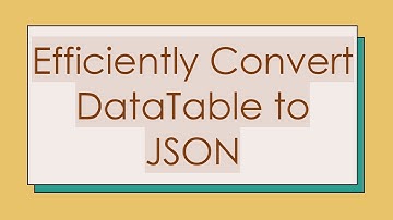 Efficiently Convert DataTable to JSON