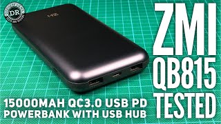 ZMI QB815 15.000mAh QC3.0 USB PD Powerbank with USB hub tested