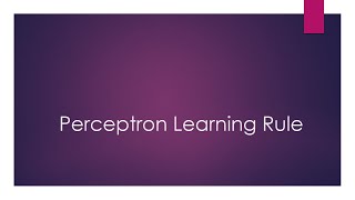 Perceptron Learning Rule