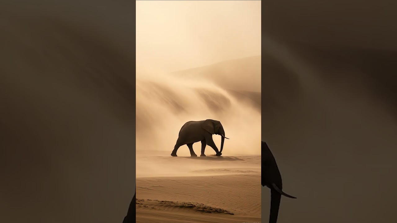 "Elephant Battles Sandstorm in Vast Desert! | AI-generated