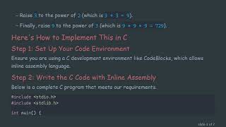 How to Write C Code with Inline Assembly to Increment and Power a Number