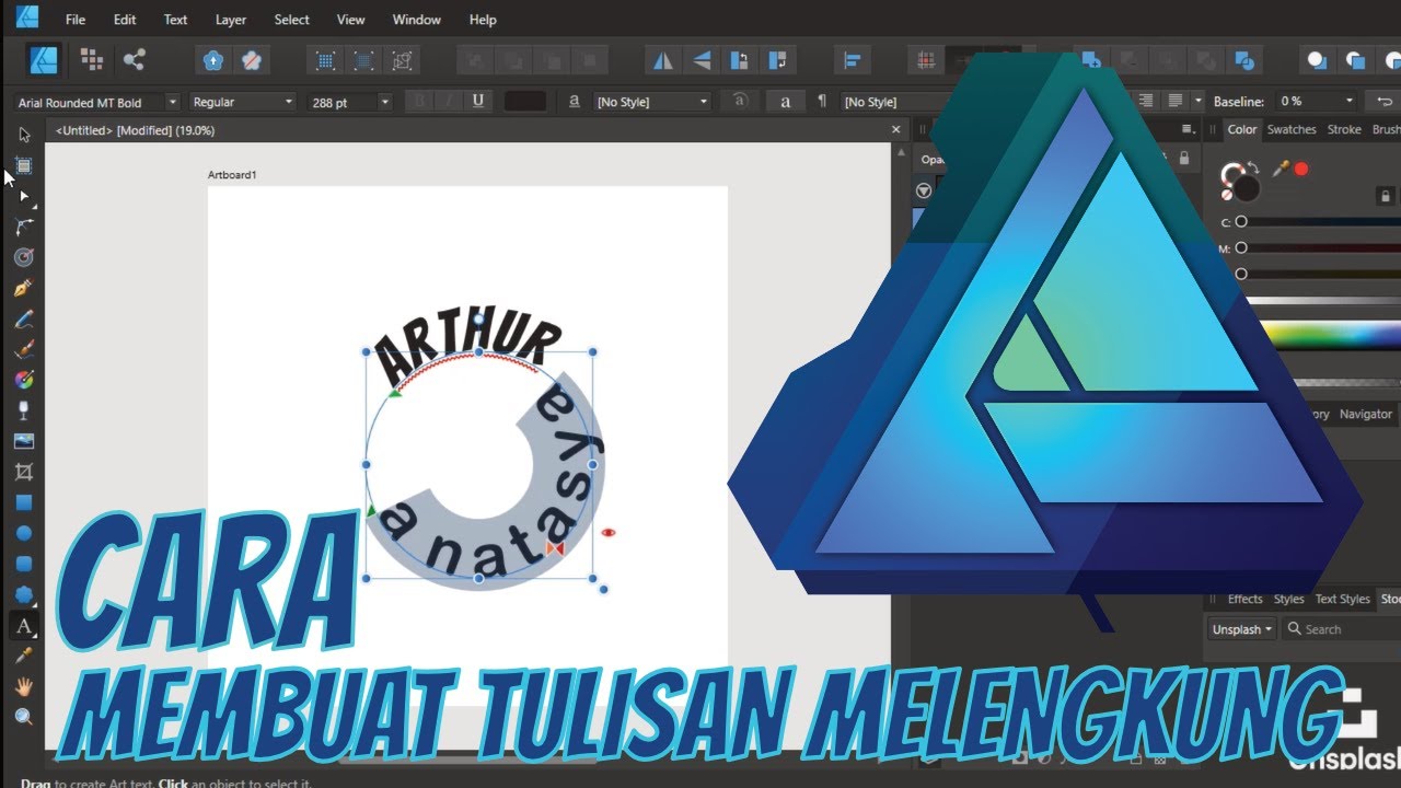Tutorial Dasar Affinity Designer Part 2 _MEMBUAT TULISAN MELENGKUNG ...