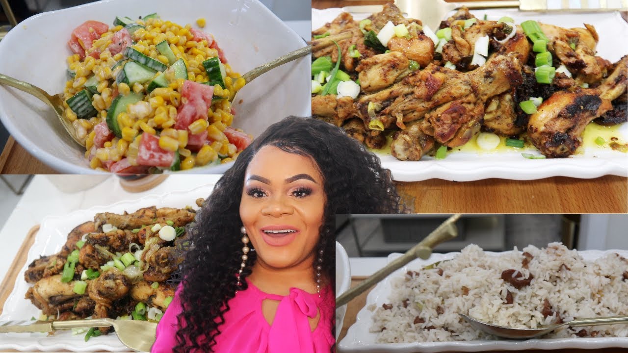 Recette| Poulet à l'ail et beurre très bon! | Riz avec l'huile de coco et salade de maïs