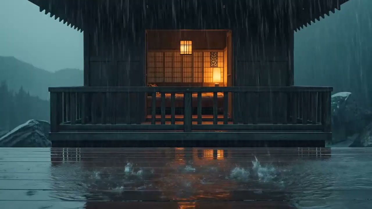 Peaceful Piano and Soft Rain - 3 Hours Relaxing Music in the Warm Bedroom, Stress Relief, Deep Sleep