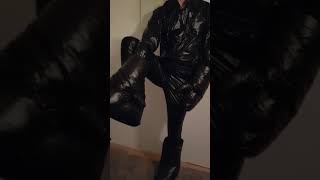 Shiny Nylon Downsuit Shoes And Mittens