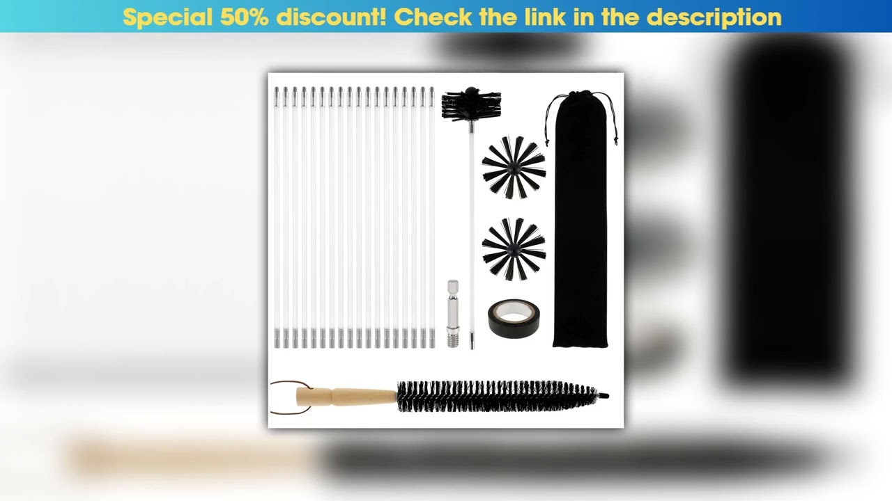 Slide Chimney Cleaning Brush Set Extendable Long Handle Flexible Rod Vent Cleaner with 9/18Pcs Rods