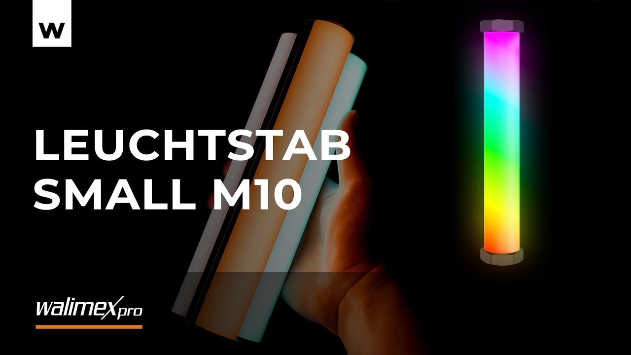 Walimex pro RGB Tube Small M10 – Kompakter LED-Leuchtstab für Foto, Video & Streaming