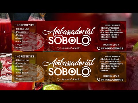 SOBOLO Minum / Zobo / Sorrel / Bissap Label Botol Desain - Photoshop Tutorial