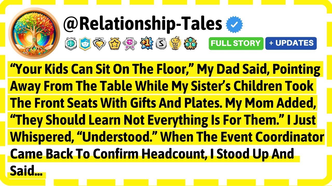 «Ваши дети могут сидеть на полу», — сказал мой отец, указывая в сторону от стола.