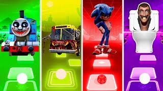 Thomas The Train exe Vs Bus Eater Vs Sonic Exe Vs Skibidi toilet - Tiles Hop EDM Rush!