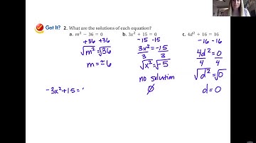 9.3 Solving Quadratic Equations Lesson Video