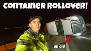 Fully Loaded Container Takes A Tumble!