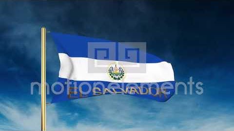 El Salvador Flag Slider Style With Title. Waving In The Wind With Cloud Backgrou Stock Animation