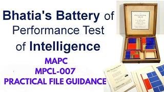 IGNOU MAPC MPCL-007: Bhatia's Battery of Performance Test (Administration, Scoring & Report Writing)