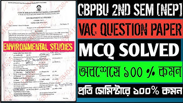 cbpbu ug 2nd sem VAC environmental studies question paper solved 2024