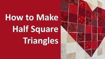 Making half square triangles for a pieced heart quilt block.