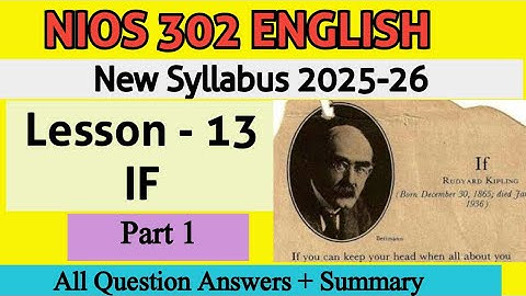 Lesson 13 - If poem - Hindi Explanation #nios #niosenglish #class12