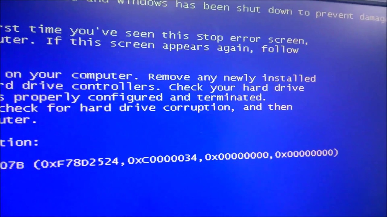 windows exp blue screen volume dirty