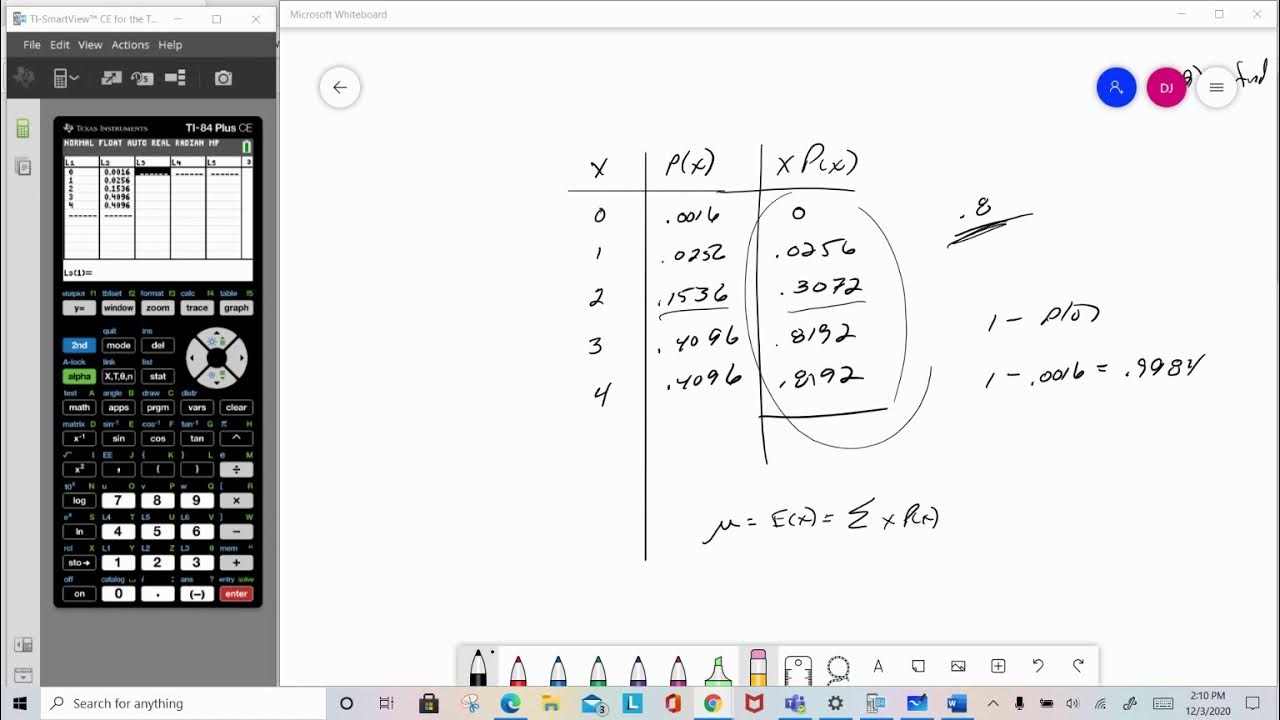 Mean and Standard Deviation of Probability Distribution on TI84 YouTube