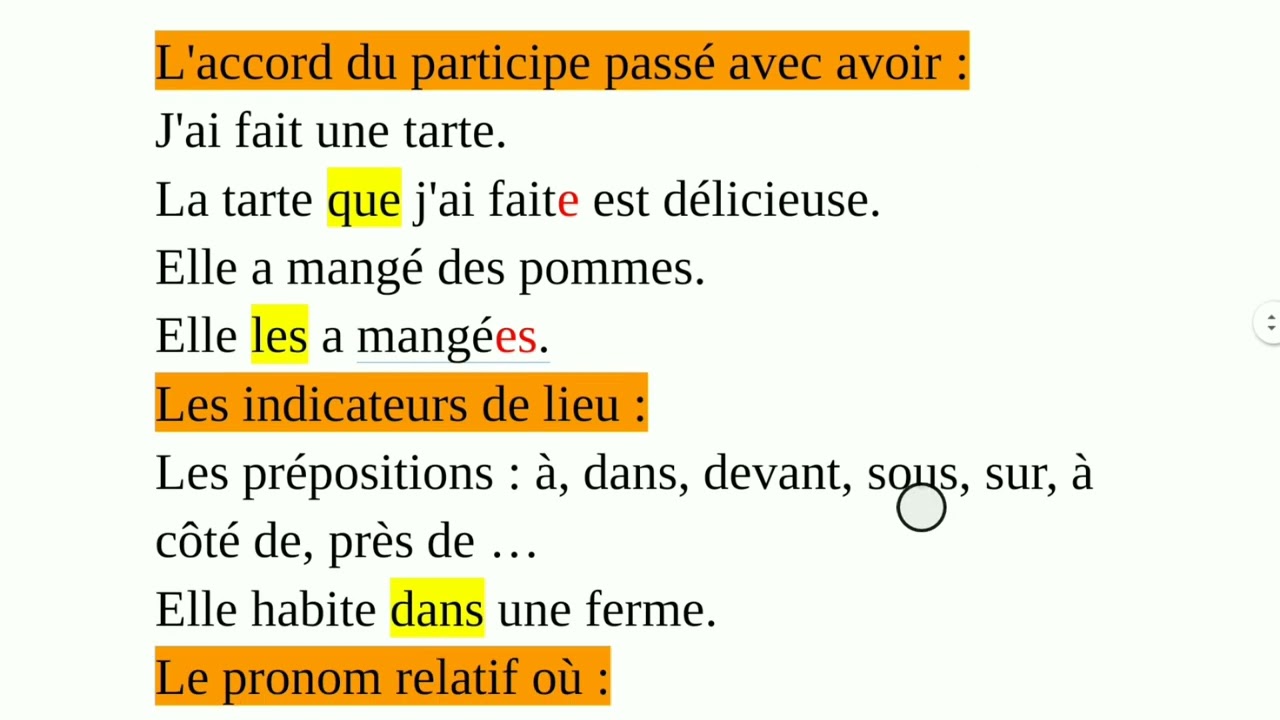 مراجعة شاملة للفصل الثالث لغة فرنسية سنة ثانية متوسط.