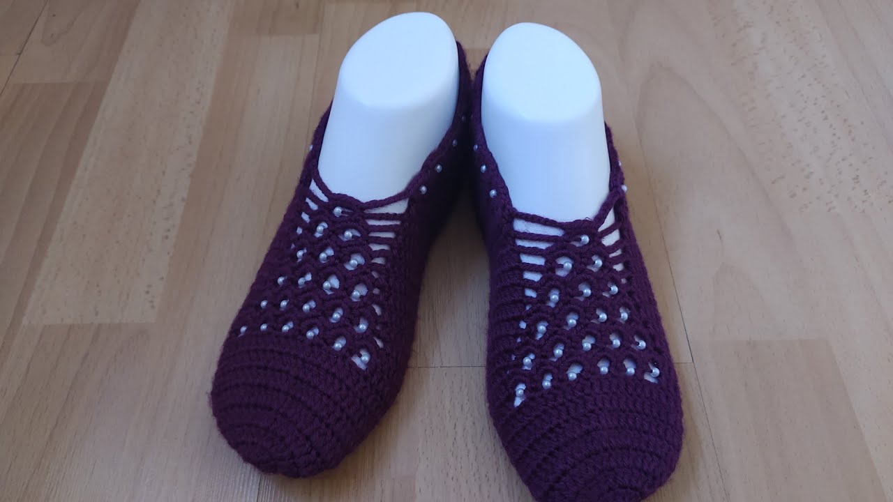 Yeni çeyizlik incili gelin patiği modeli. Sesli anlatım(part2) #tığişipatikörnekleri #crochet