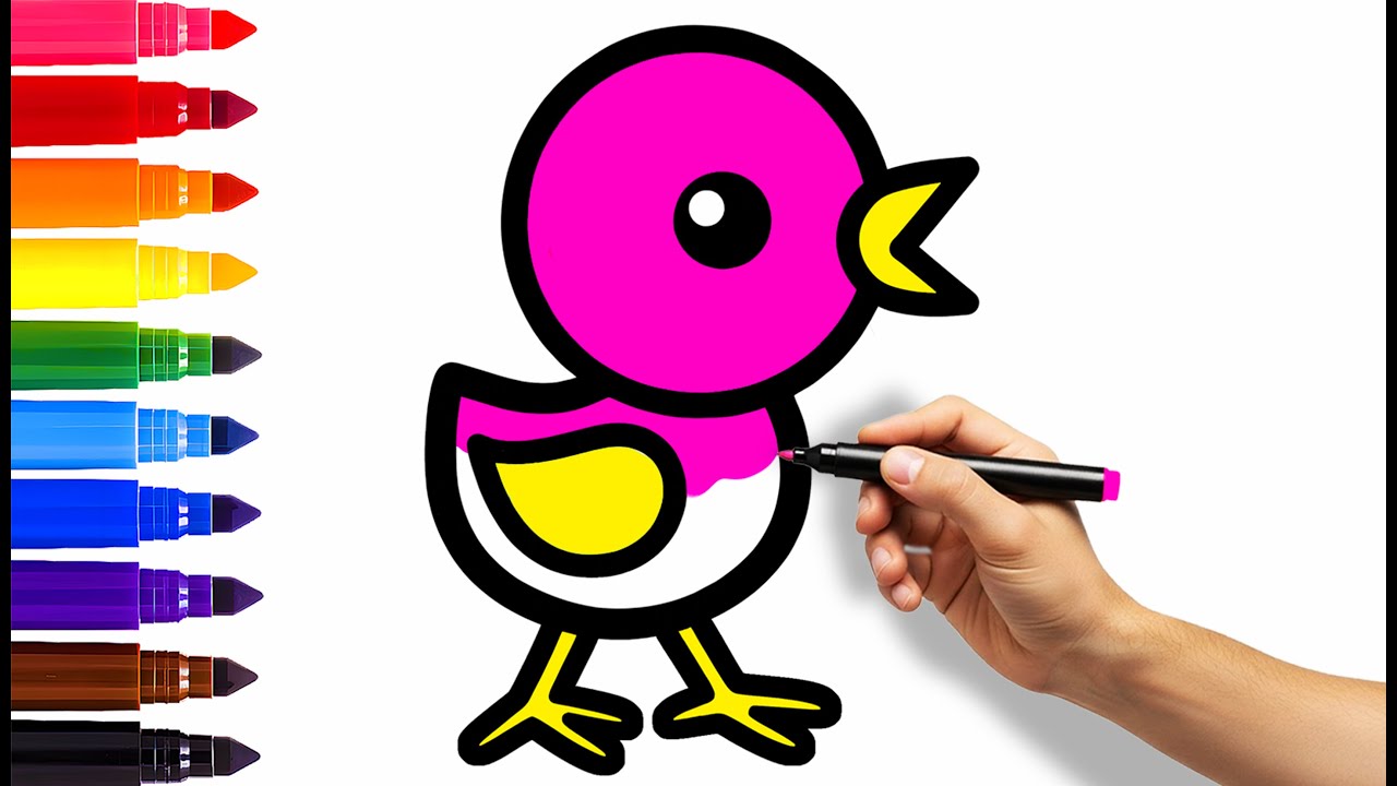 How to Draw Step by Step Cute Chick | Learn Coloring Art for Kids & Toddlers
