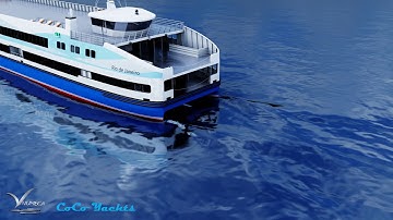 FINE™/Marine simulation: a double sided ferry with 4 pods and contra rotating propellers