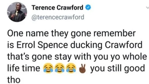 ERROL SPENCE JR WE'LL NEVER FORGET YOU DUCKED TERE...