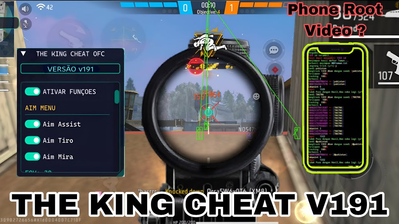 the king cheat v191 | free fire mod menu | free fire hack | the king cheat I'd ban problem | key 