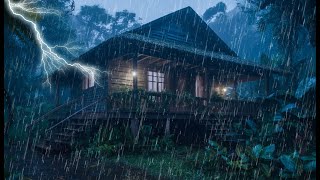 Gentle rain and soft thunder sounds for relaxing sleep - Heavy rain in forest at night screenshot 3