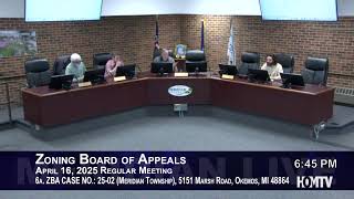 Meridian Township Zoning Board of Appeals Meeting - April 16, 2025