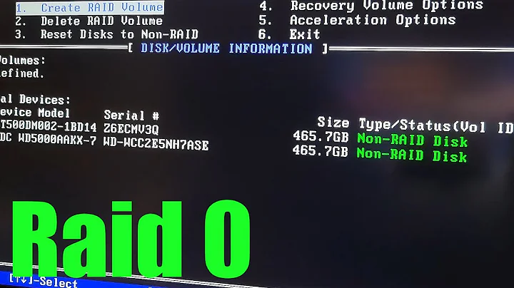 Configurer RAID 0 avec Intel Rapid Storage Technology
