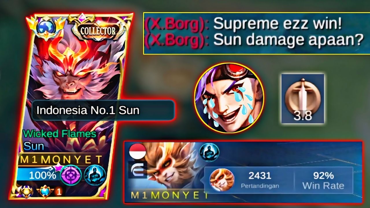 PENJELASAN SUN ANTI COUNTER EX-BORG❗DI JAMIN WINSTREAK RANK | MOBILE LEGENDS