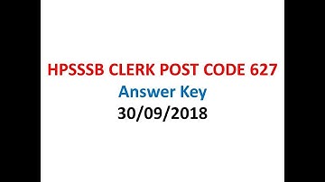 HPSSSB Clerk 627  Solved Question Paper 30/09/2018 || 627 Post Code  Answer Key Expected