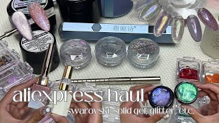 aliexpress nail haul | swarovski, gel polish, reflective glitter ✨