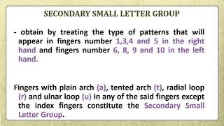 Fingerprint Classification Formula Part 3 (Secondary Classification)