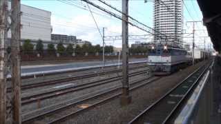 【走行動画】 JR京都線吹田駅を通過するEF65-2096号機(貨物更新色)