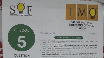 Class 5 IMO Answer key of set A 2025-26 SOF international Maths olympiads