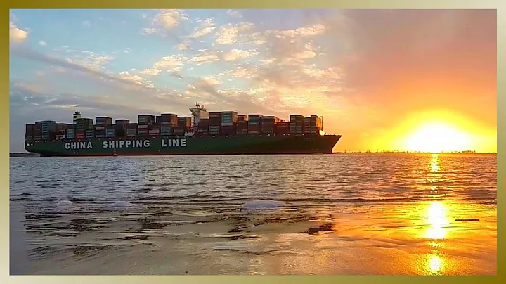 Ex-World's Longest Container Ship CSCL GLOBE cruising into Sunset