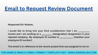 Email to Request Review Document - Sample Email Requesting to Review Document