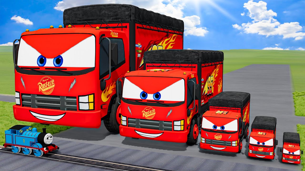 Big & Small Truck Lightning Mcqueen vs Trains Thomas | BeamNG.Drive