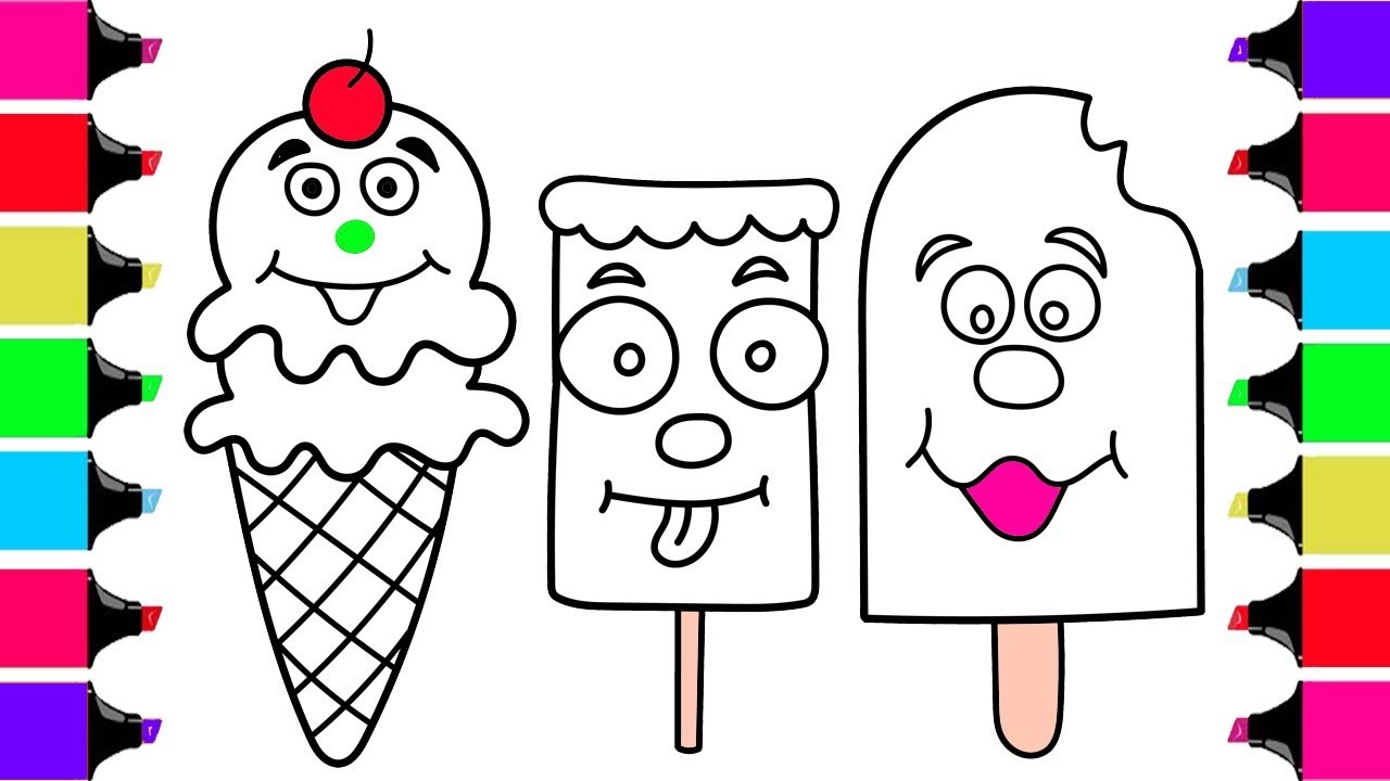Ice Cream Coloring Book  For Children
