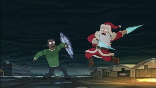 President Curtis: fighting Santa Claus.