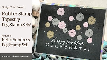 Rubber Stamp Tapestry Peg Stamps | Retro Sundress | New Years Card | Design Team Project!
