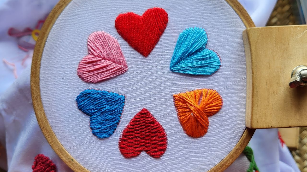 6 Deferent Deferent Types Heart Stitches | How To Make 6 Deferent ...